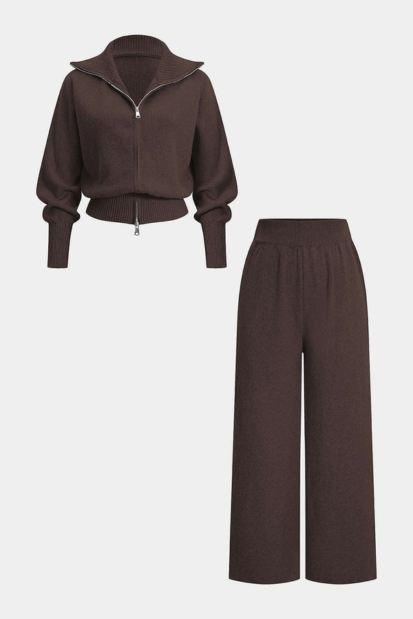 Gebreide set met hoodie en broek