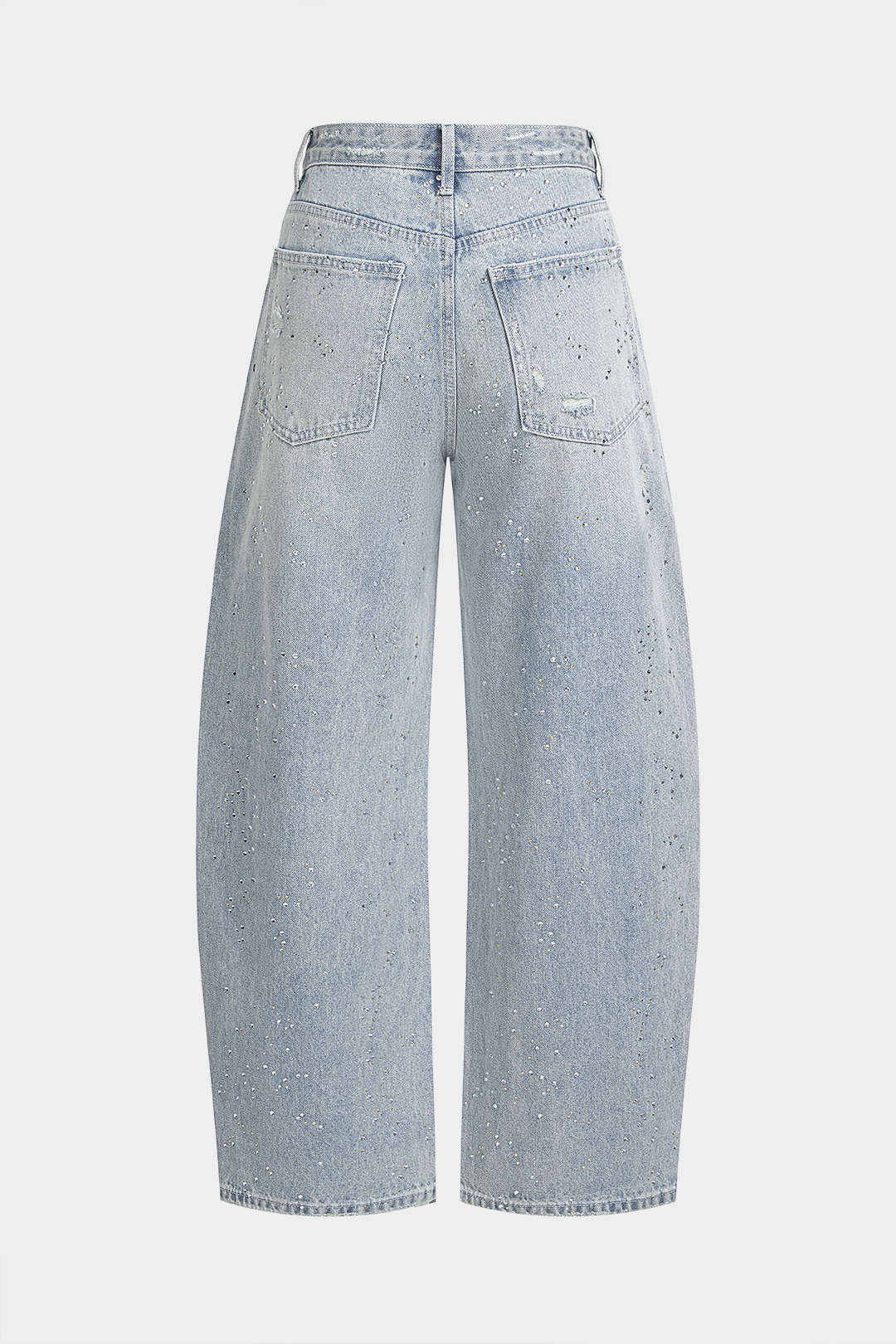 Denim broek met strass en rechte pijp