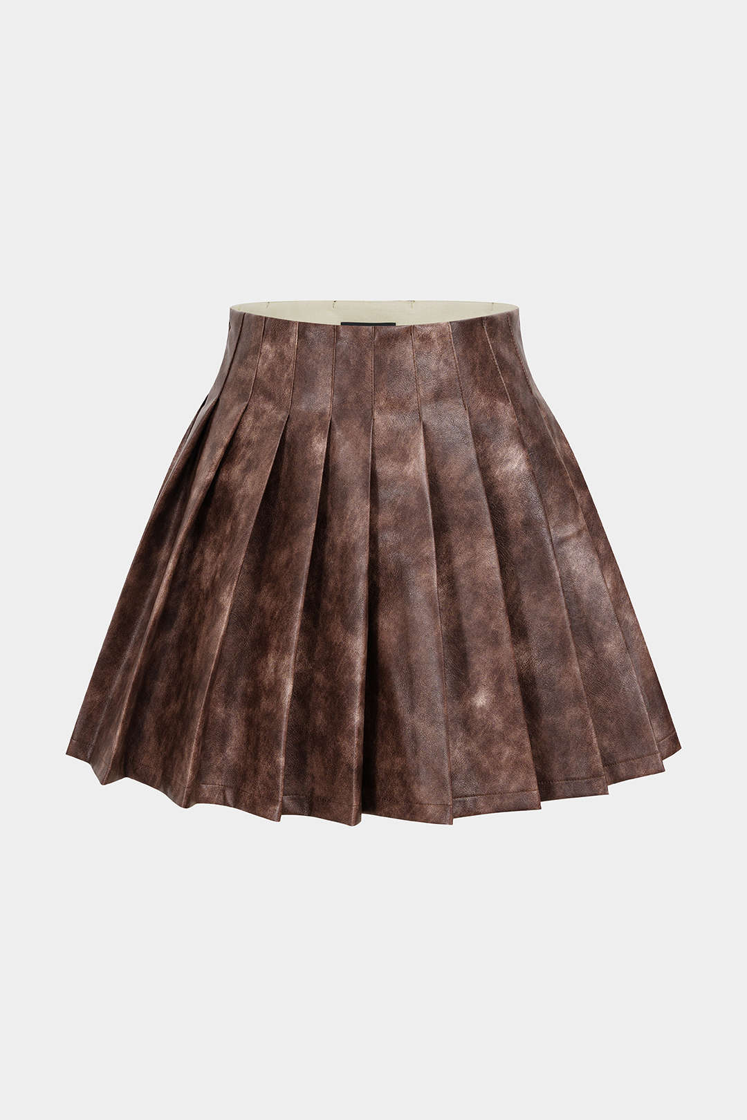 Verwassen leren-look minirok met rits
