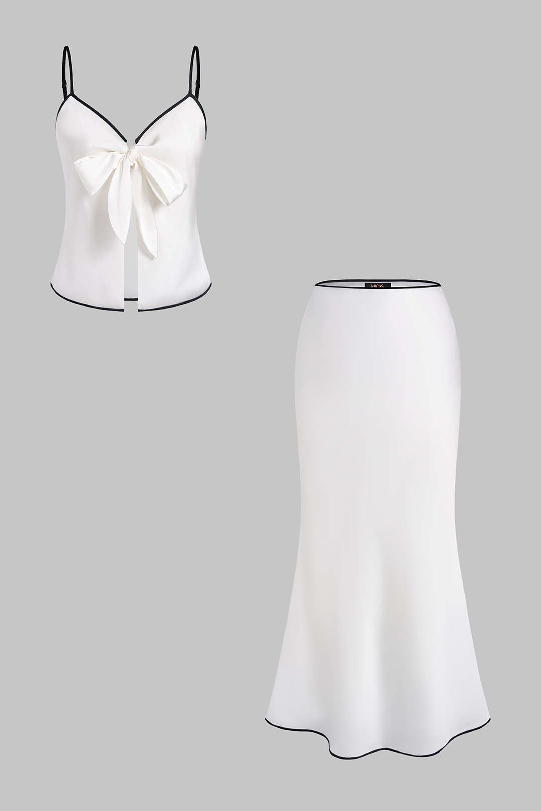 Vesna - Satijnen set met top en rok