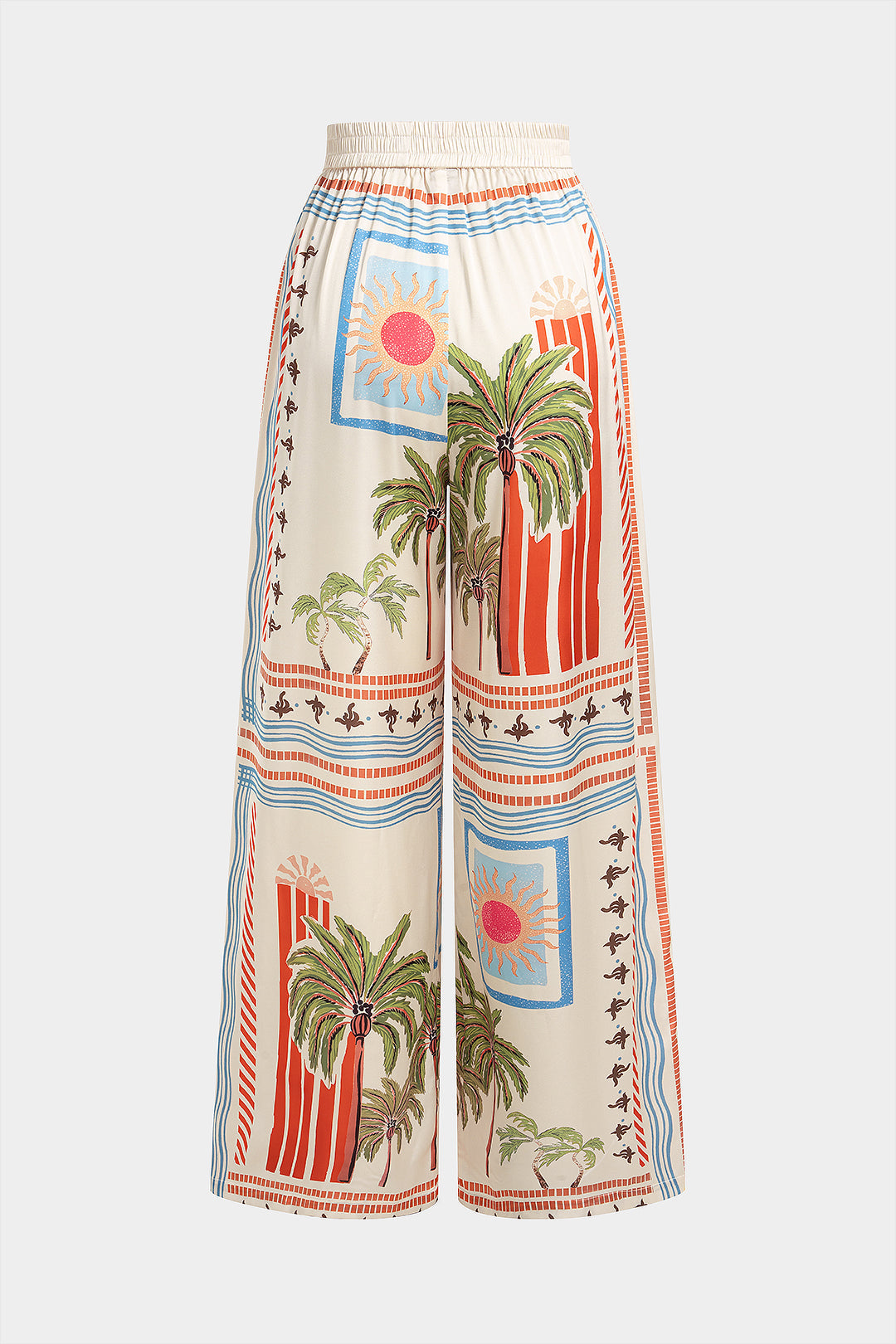 Gestreepte satijnen broek met wijde pijpen