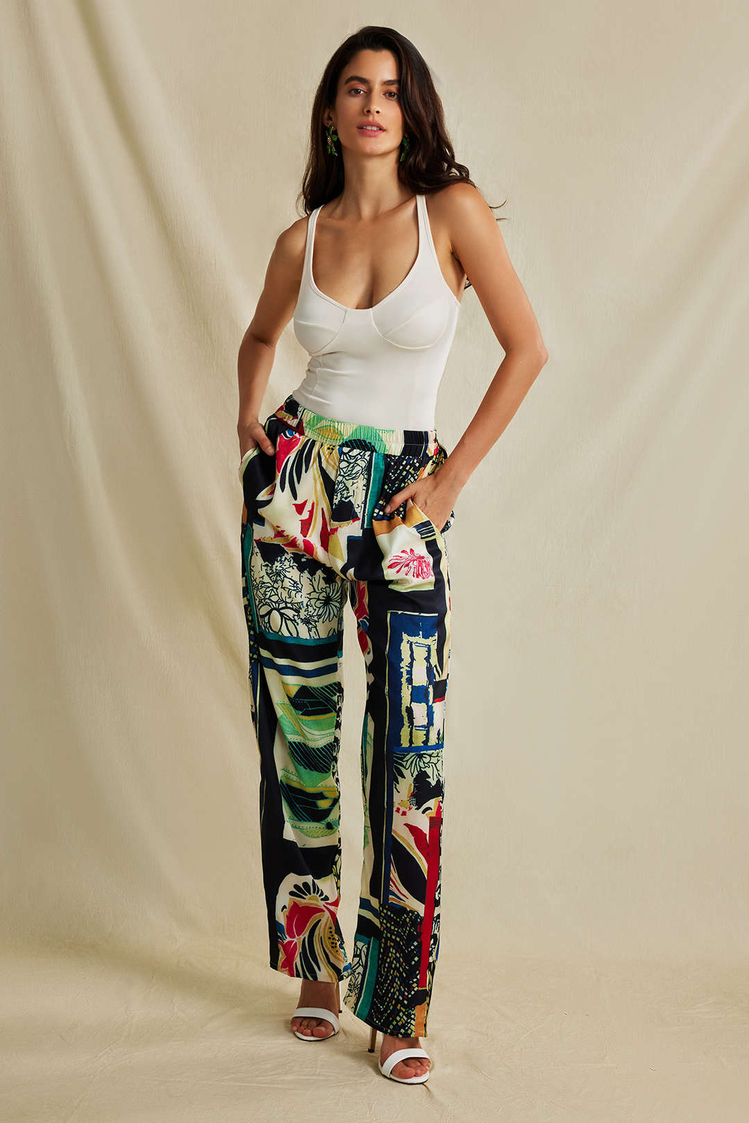 Bloemenprint broek met rechte pijp