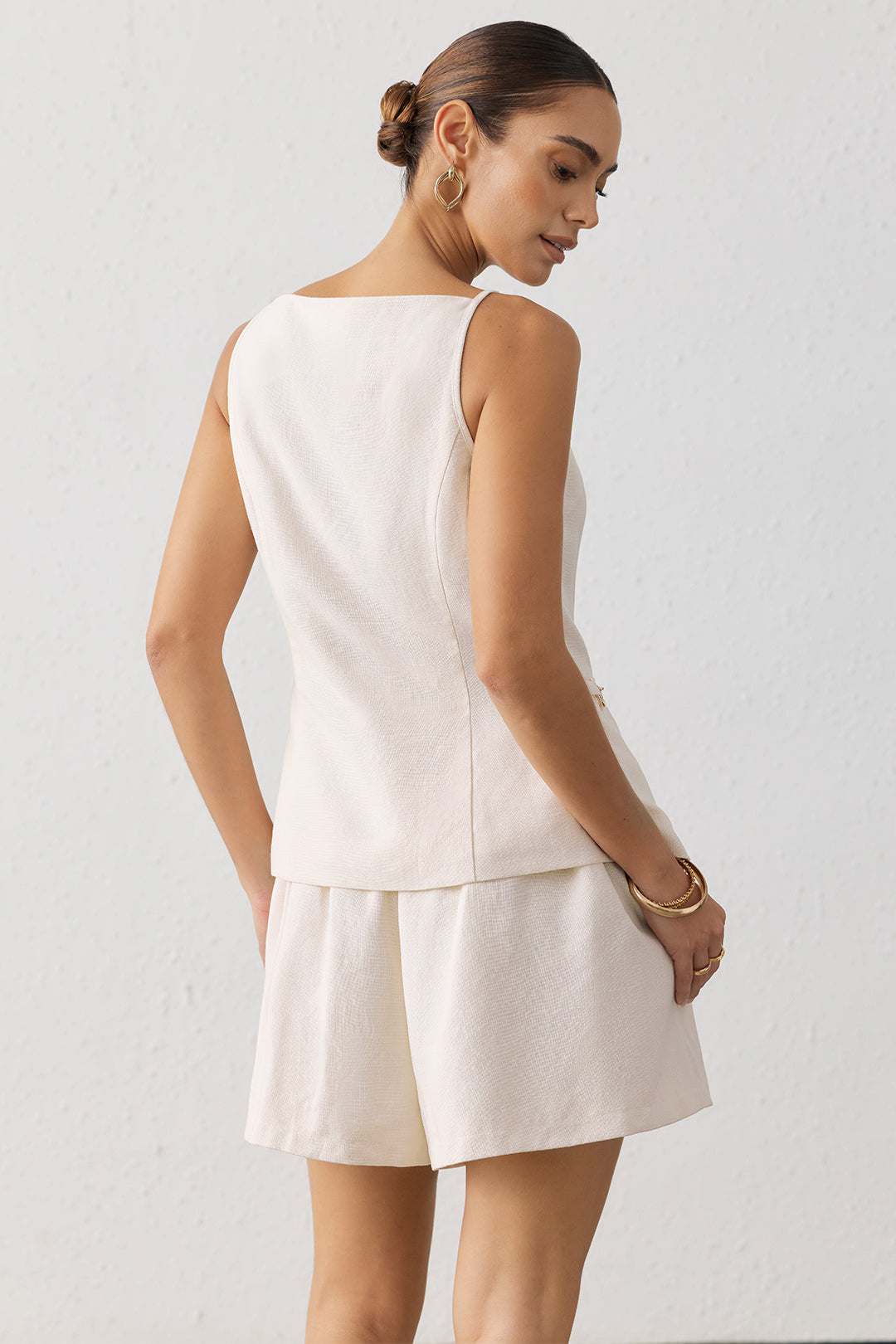Sara - Linnen set met top en short