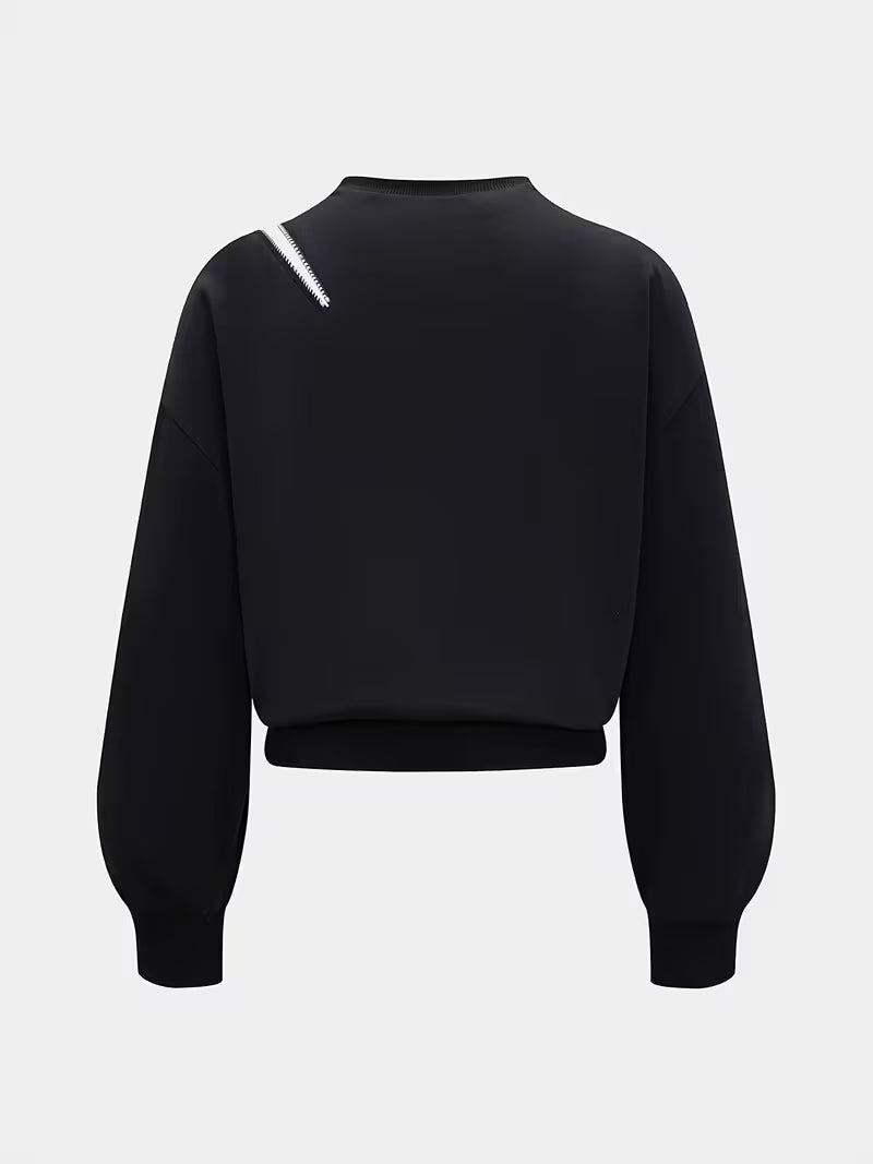Asymmetrical Sweater with Diagonal Zipper