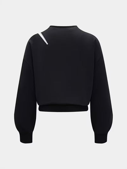 Asymmetrical Sweater with Diagonal Zipper
