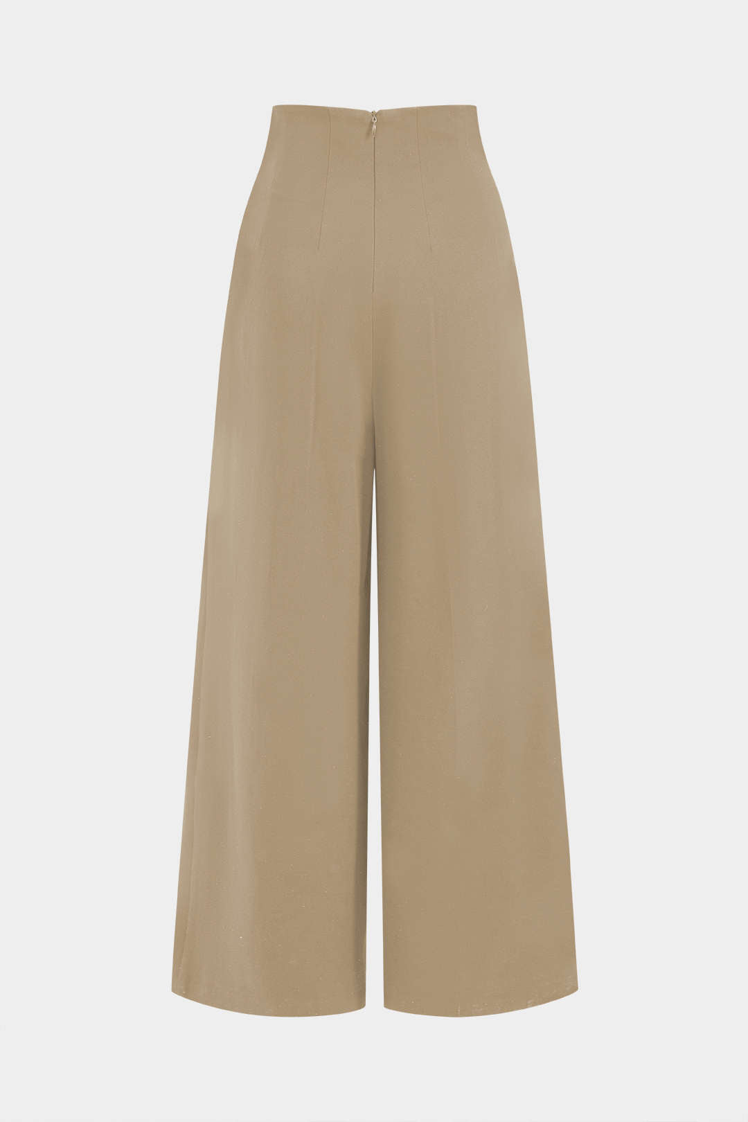 Geplooide asymmetrische pantalon met wijde pijpen