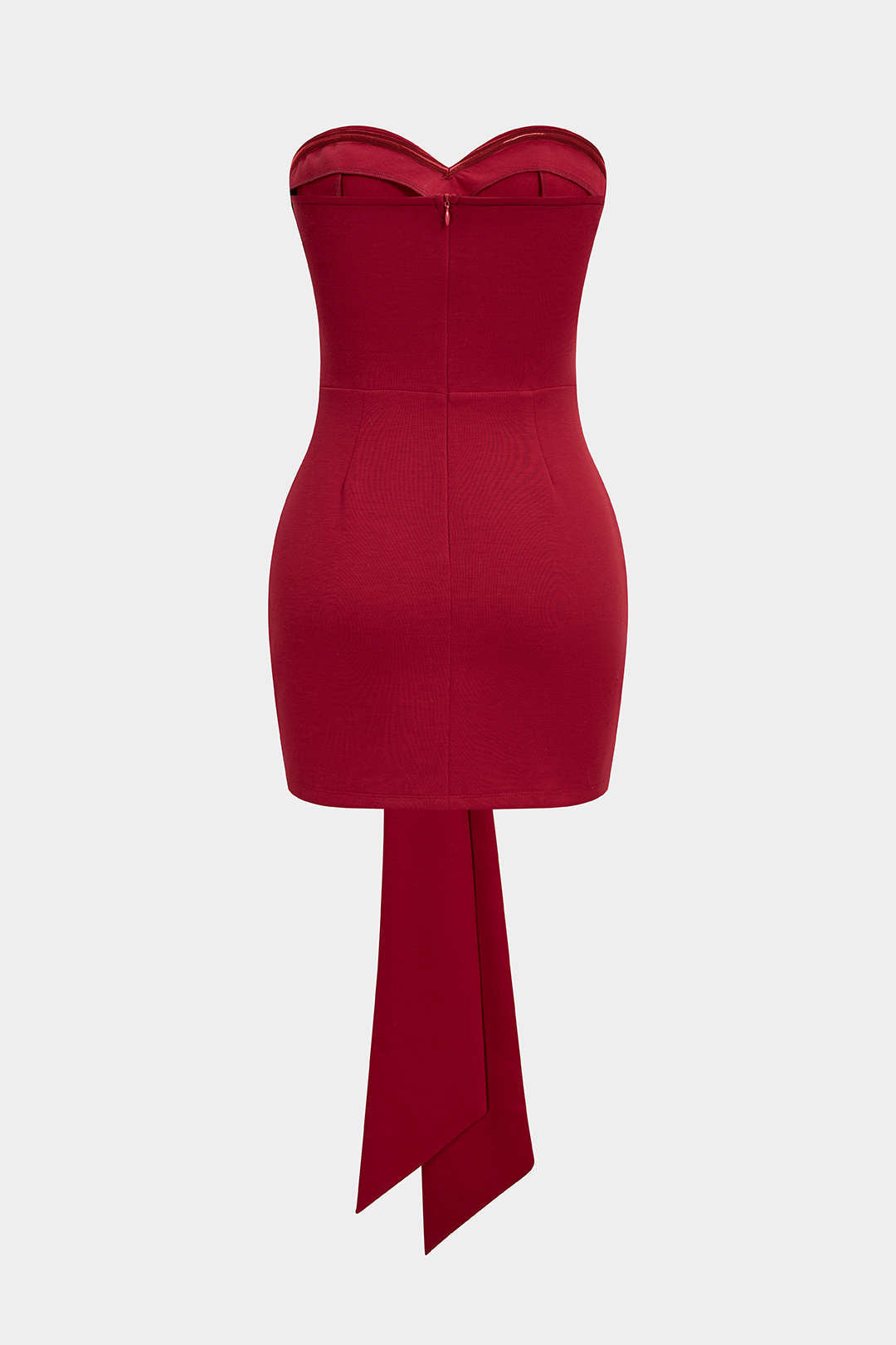 Mouwloze minijurk met knoopdetail en strapless pasvorm