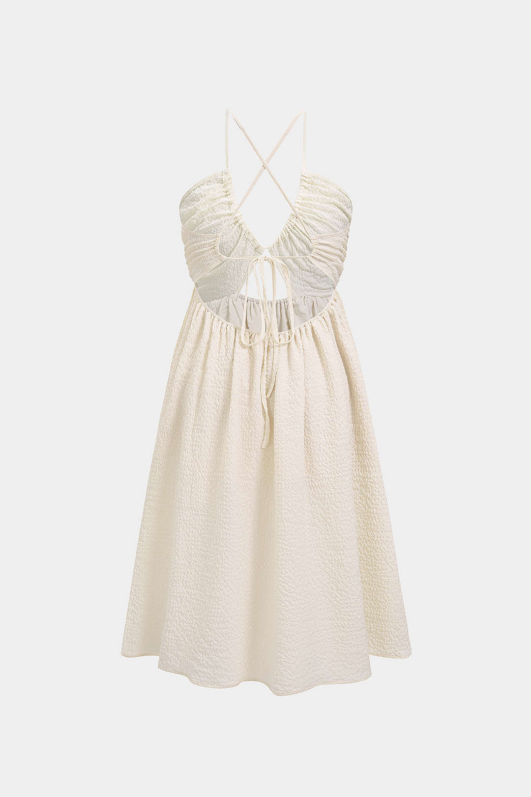 Midijurk met open rug, V-hals en split