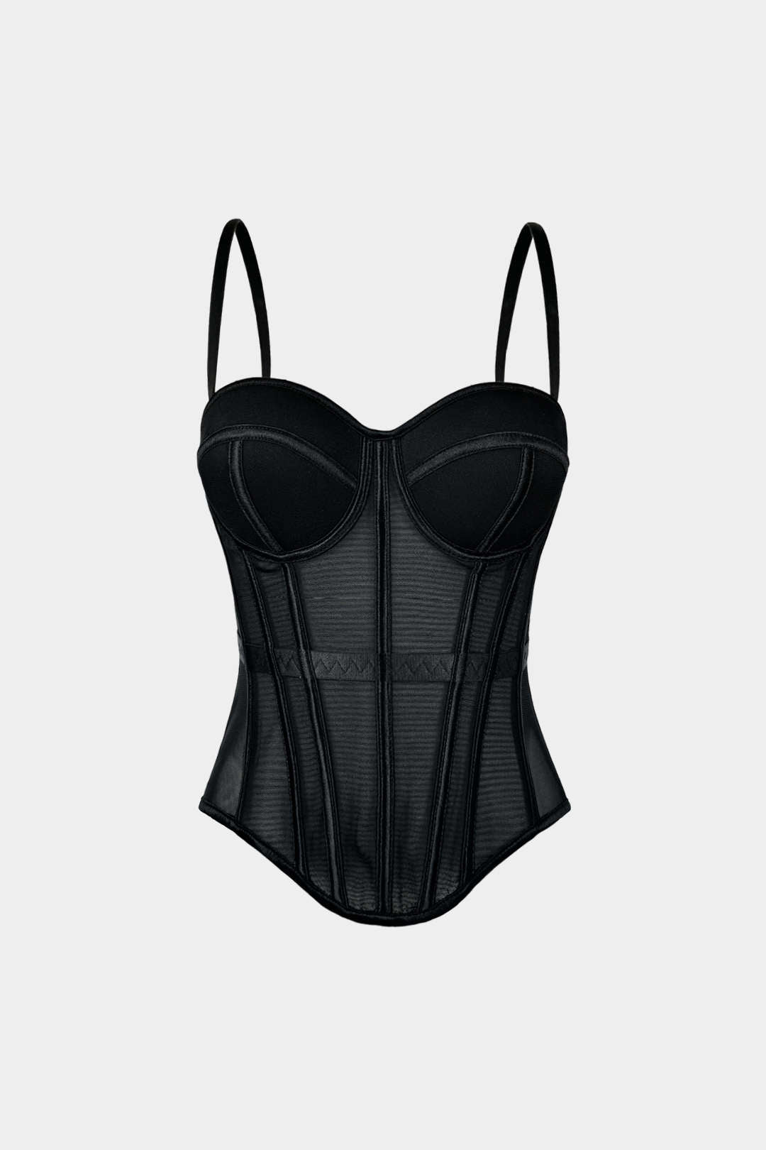 Mesh top met spaghettibandjes