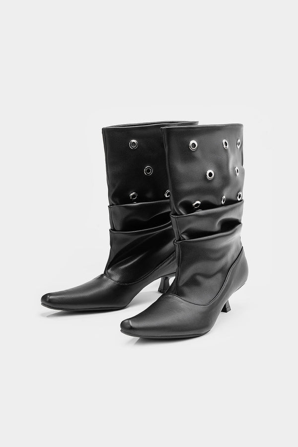 Bella - Leren-look laarzen met studs