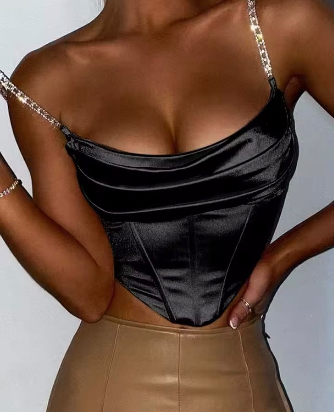 Satin draped corset top
