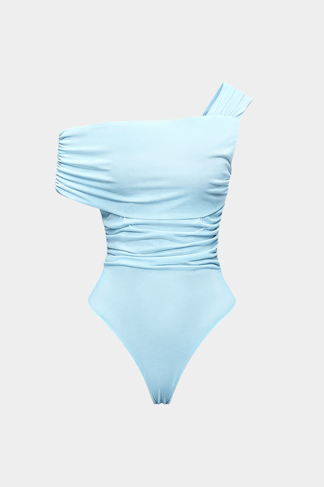 Asymmetrische mouwloze body met één schouder en ruches