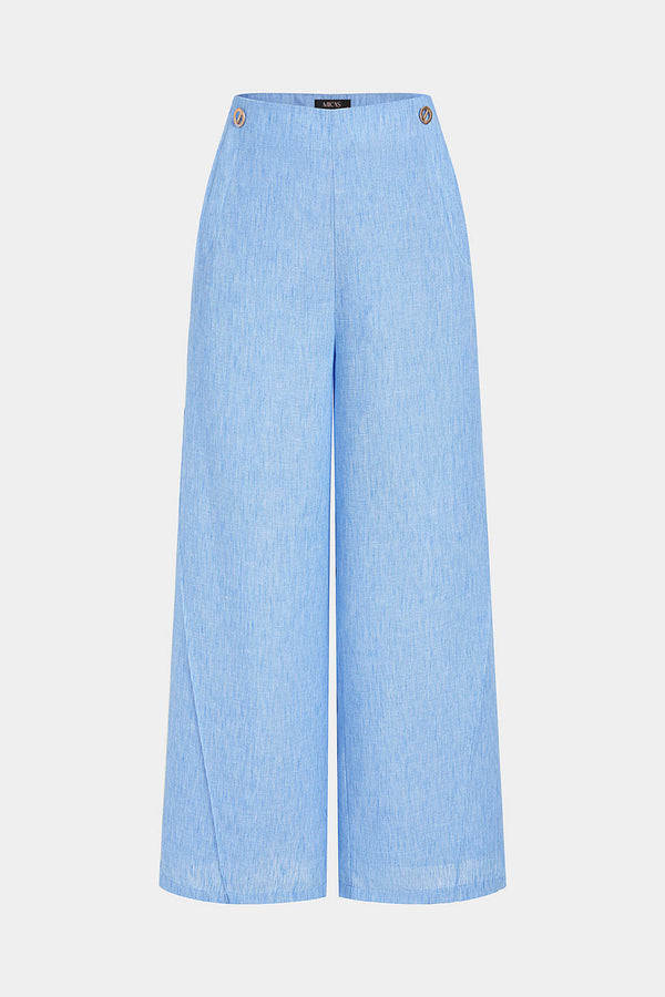 Nadia - Metallic broek met wijde pijpen