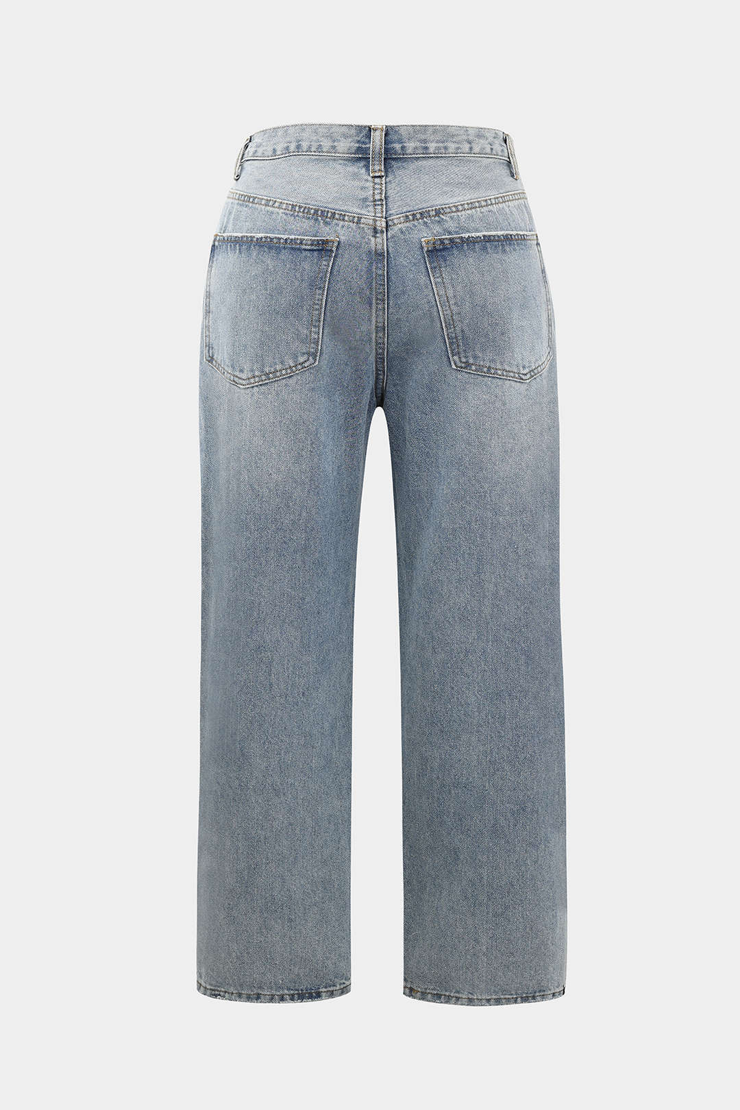 Jeans met rits, hoge taille en rechte pijp
