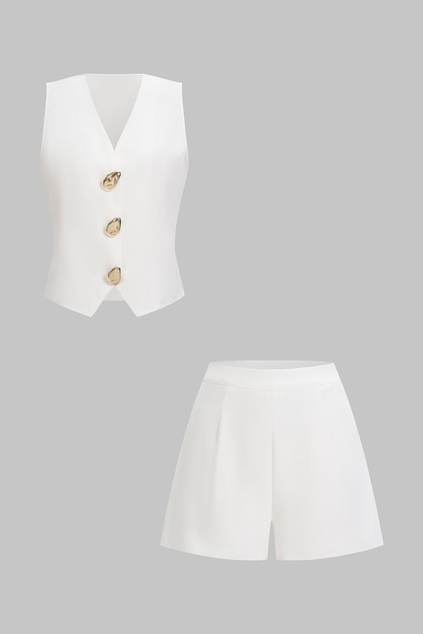 Nova - Metallic set met gilet en short