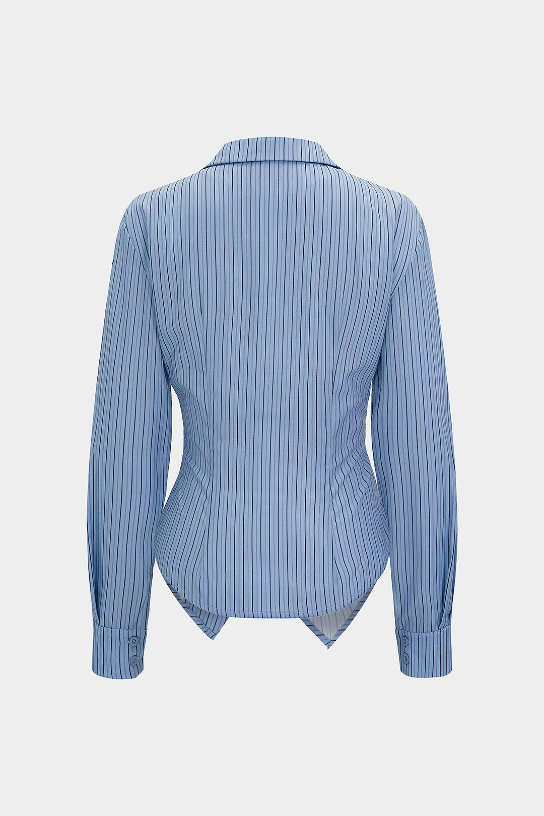 Gestreepte blouse met V-hals, ruches en lange mouwen