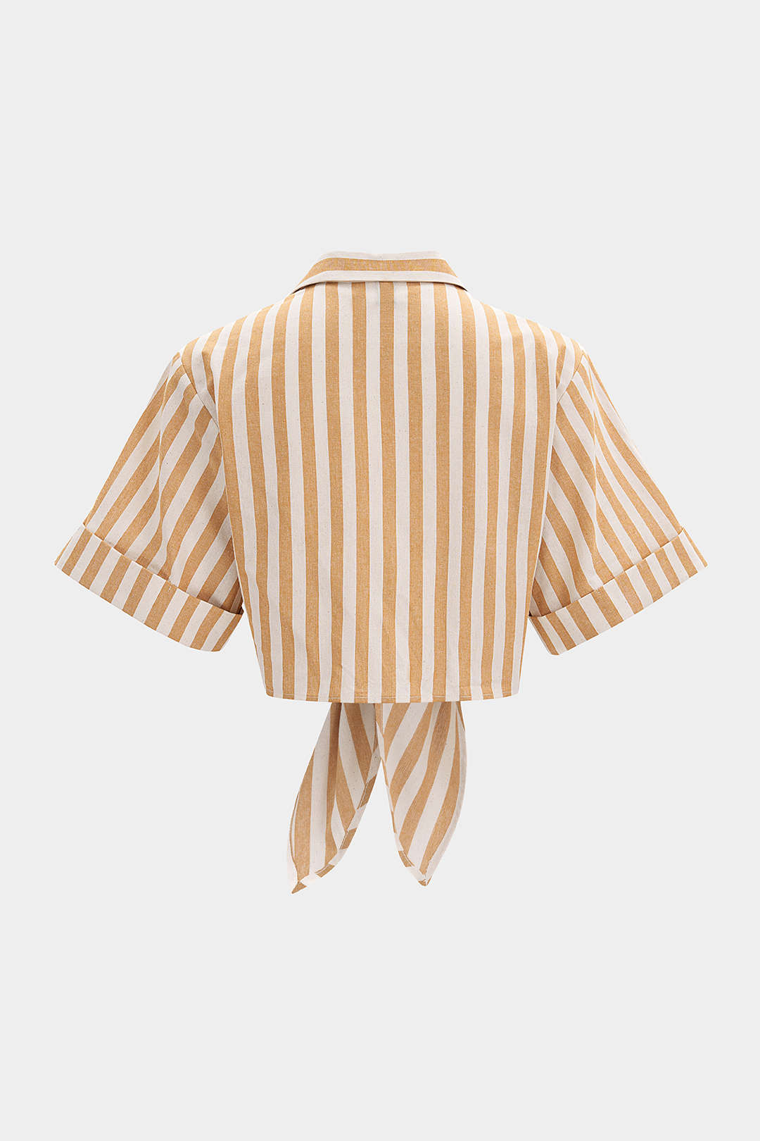 Gestreepte blouse met reverskraag, strik en korte mouwen
