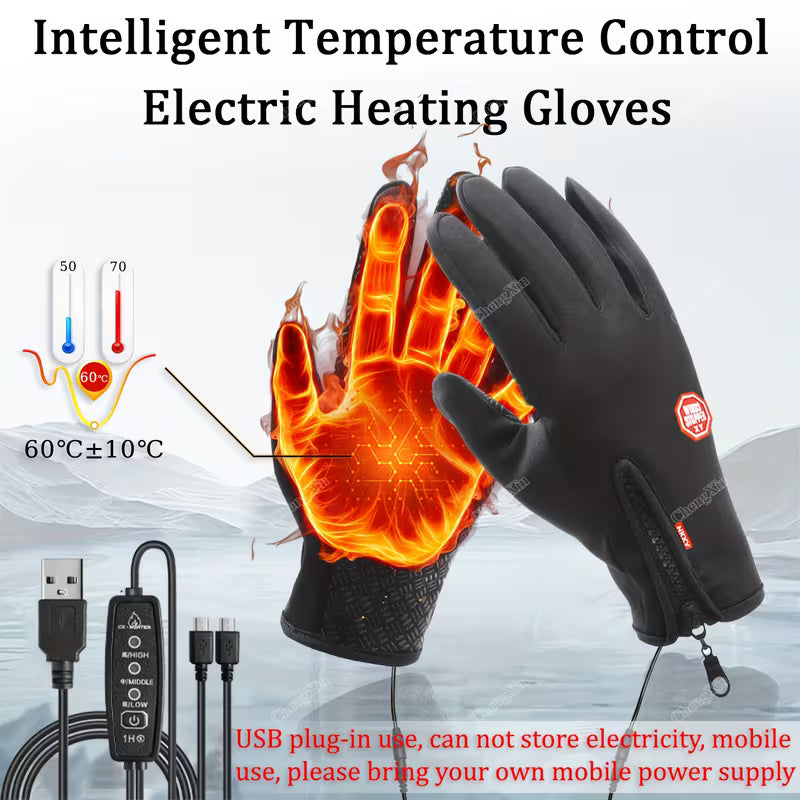 USB-Heated Touchscreen Gloves | Wind & Water Resistant – Unisex