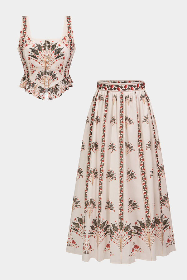 Zoë - Bloemenprint set met tanktop en rok