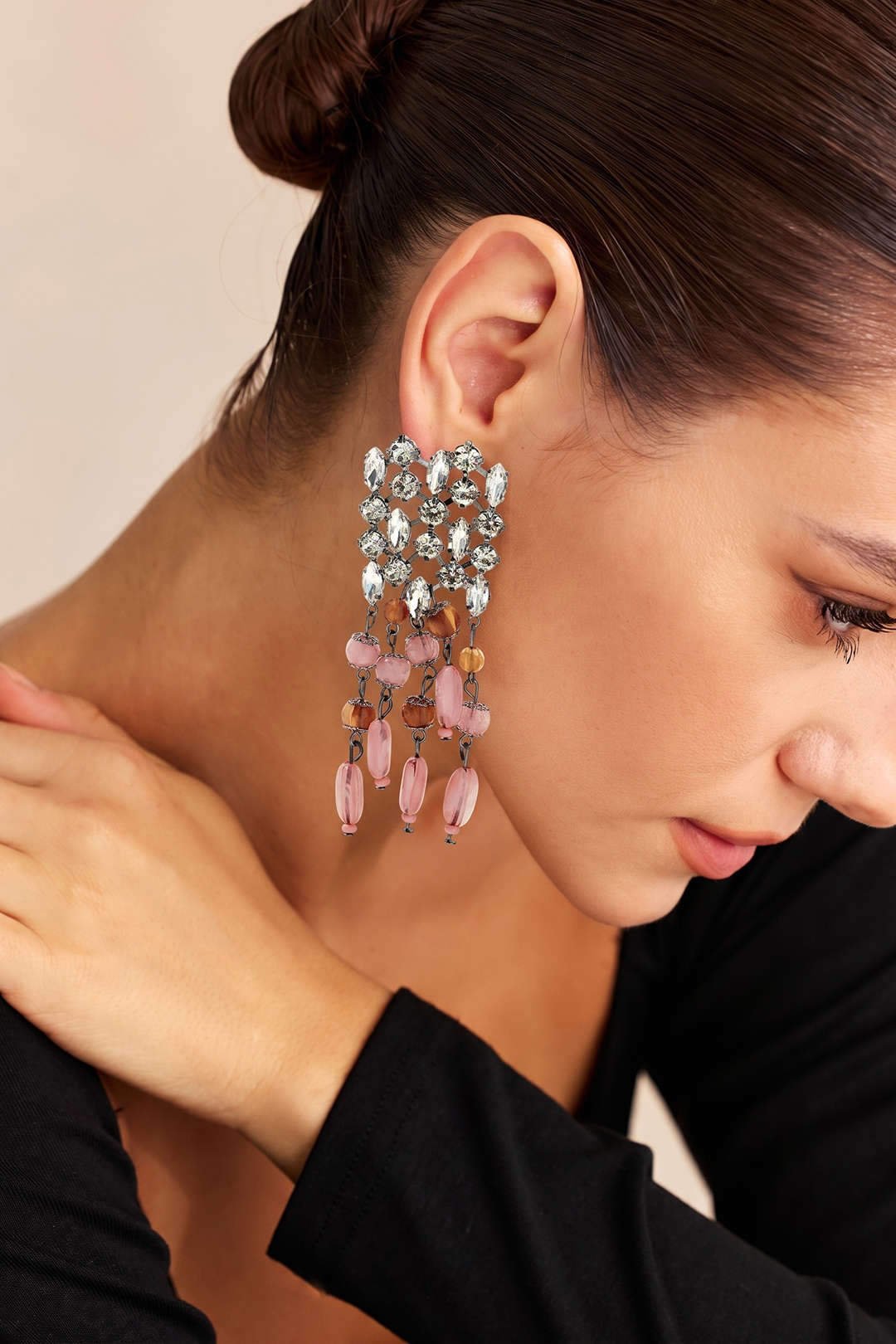 Oorbellen met kralen, strass en franjes