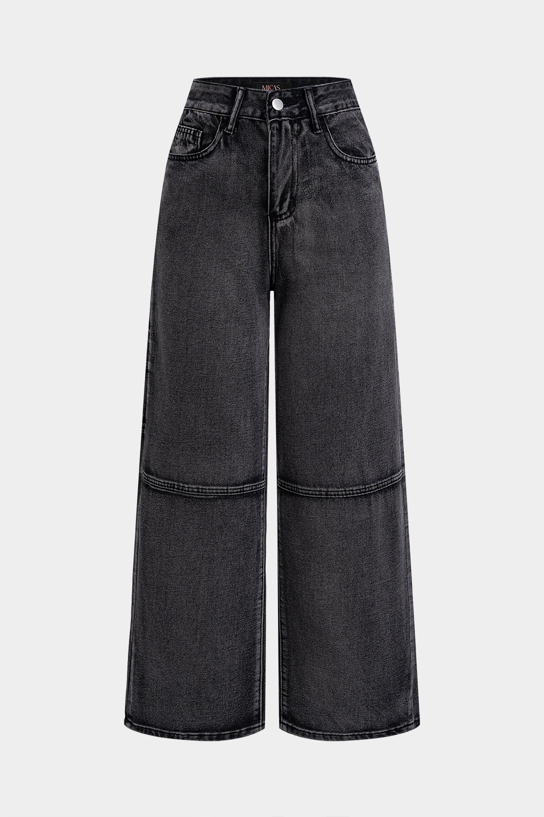 Asymmetrische jeans met zakken en wijde pijpen