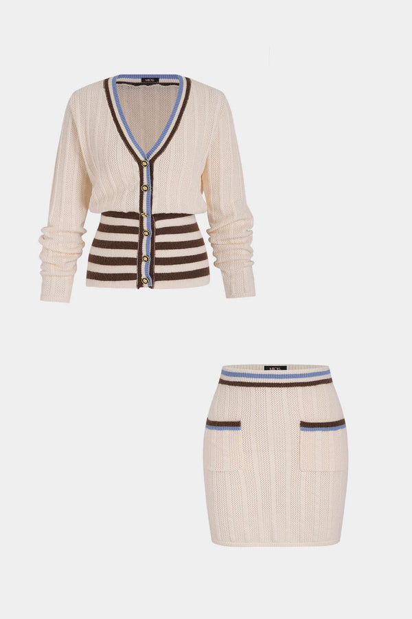Tara - Gebreide set met vest en minirok