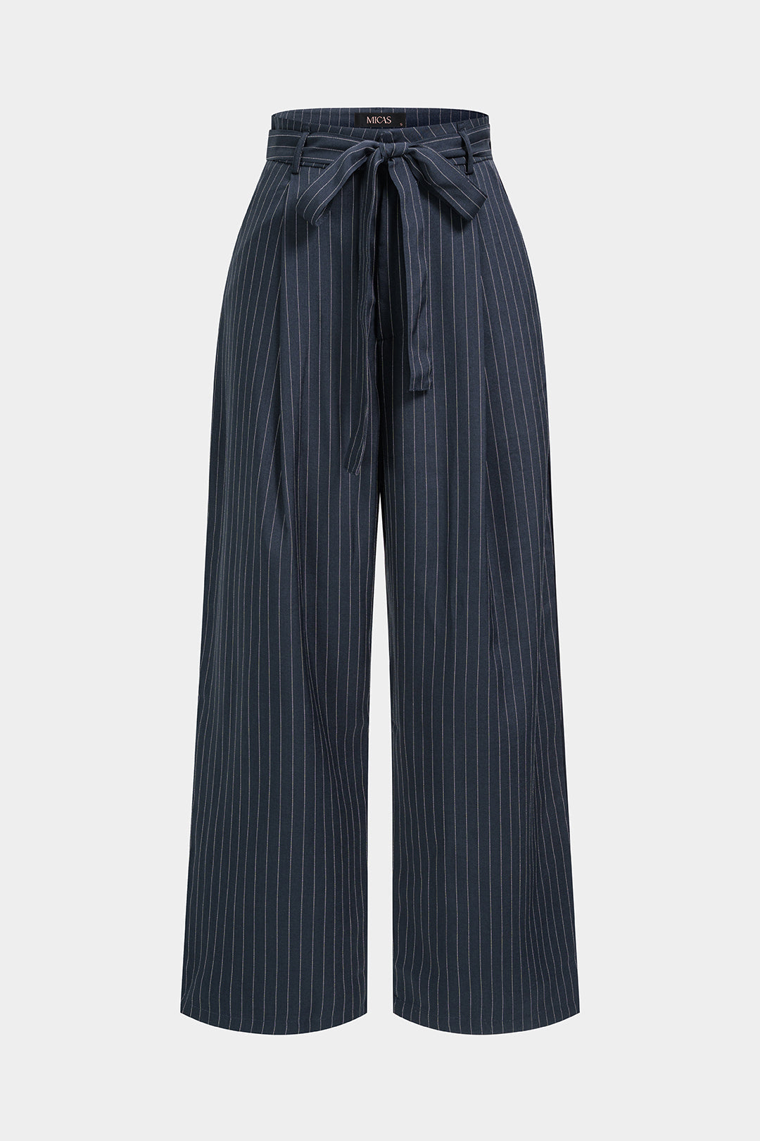 Gestreepte broek met riem en wijde pijpen