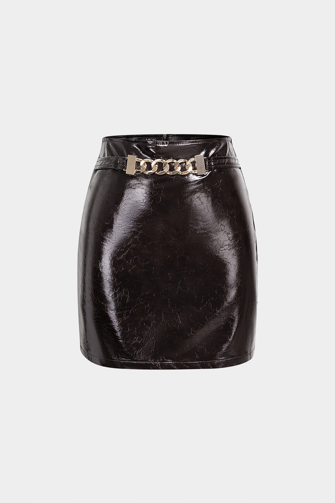 Leren-look metallic minirok