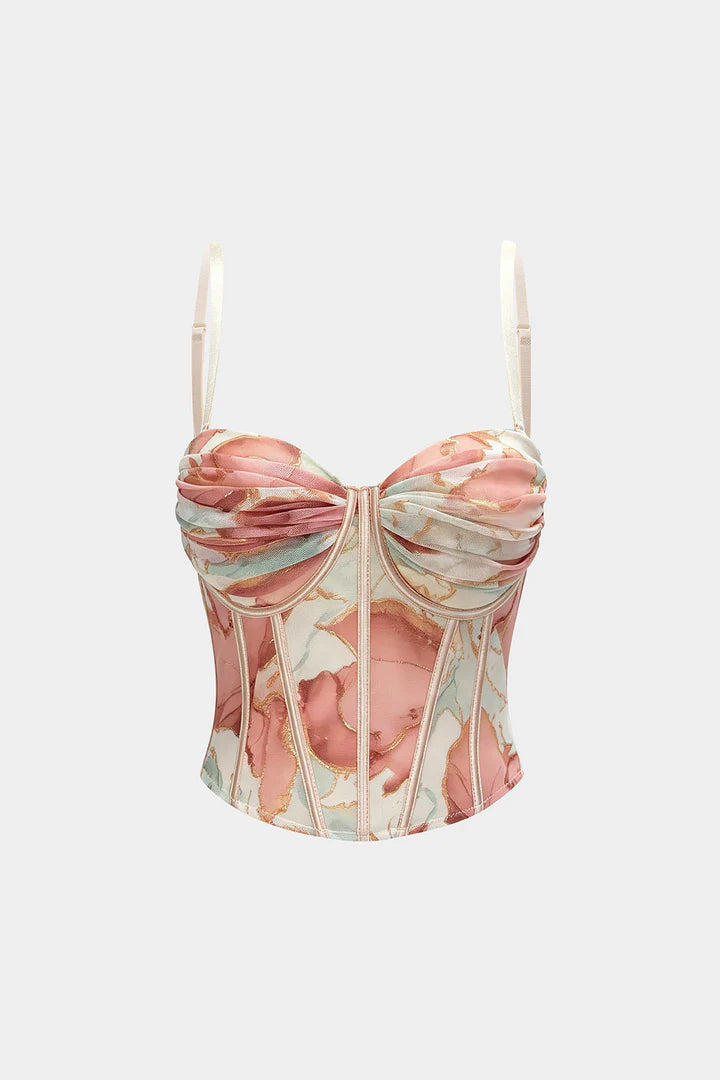 Corset cami top with floral print