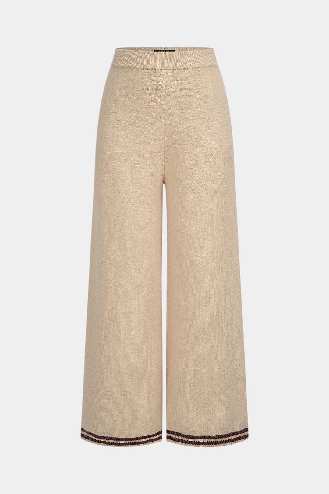 Gebreide gestreepte broek met hoge taille
