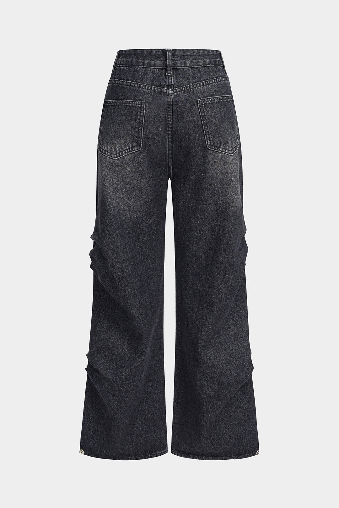 Jeans met studs, ruches en hoge taille