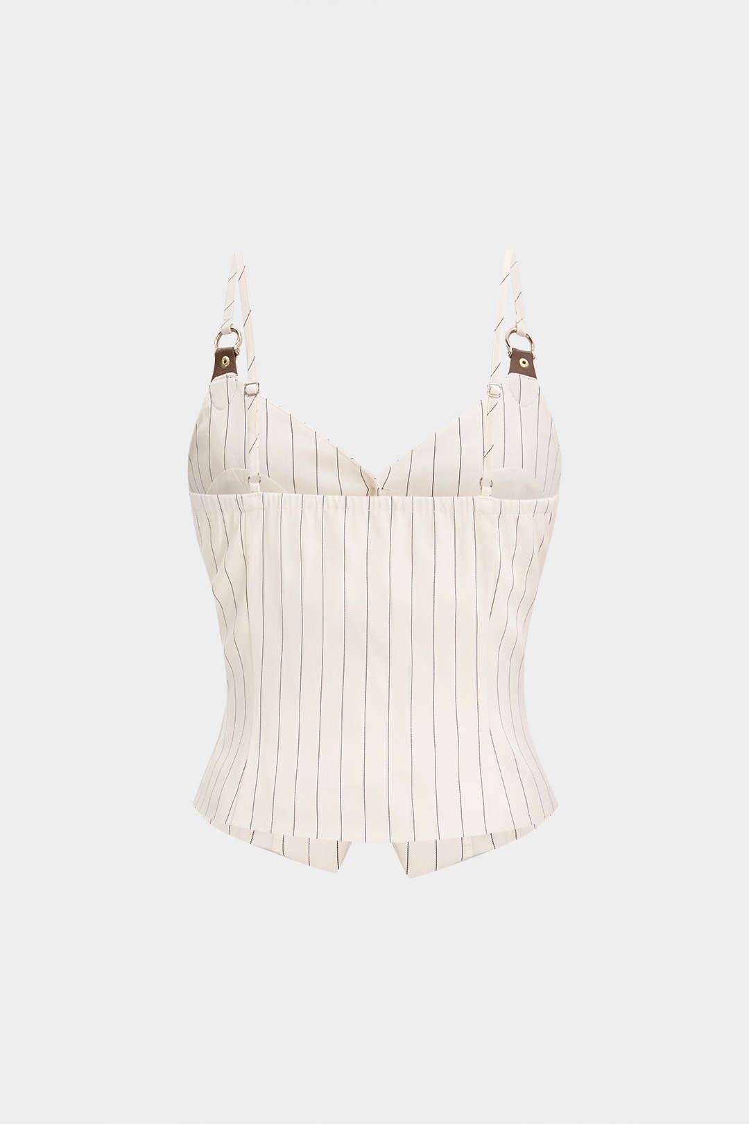 Gestreepte patchwork top met V-hals en knoopjes