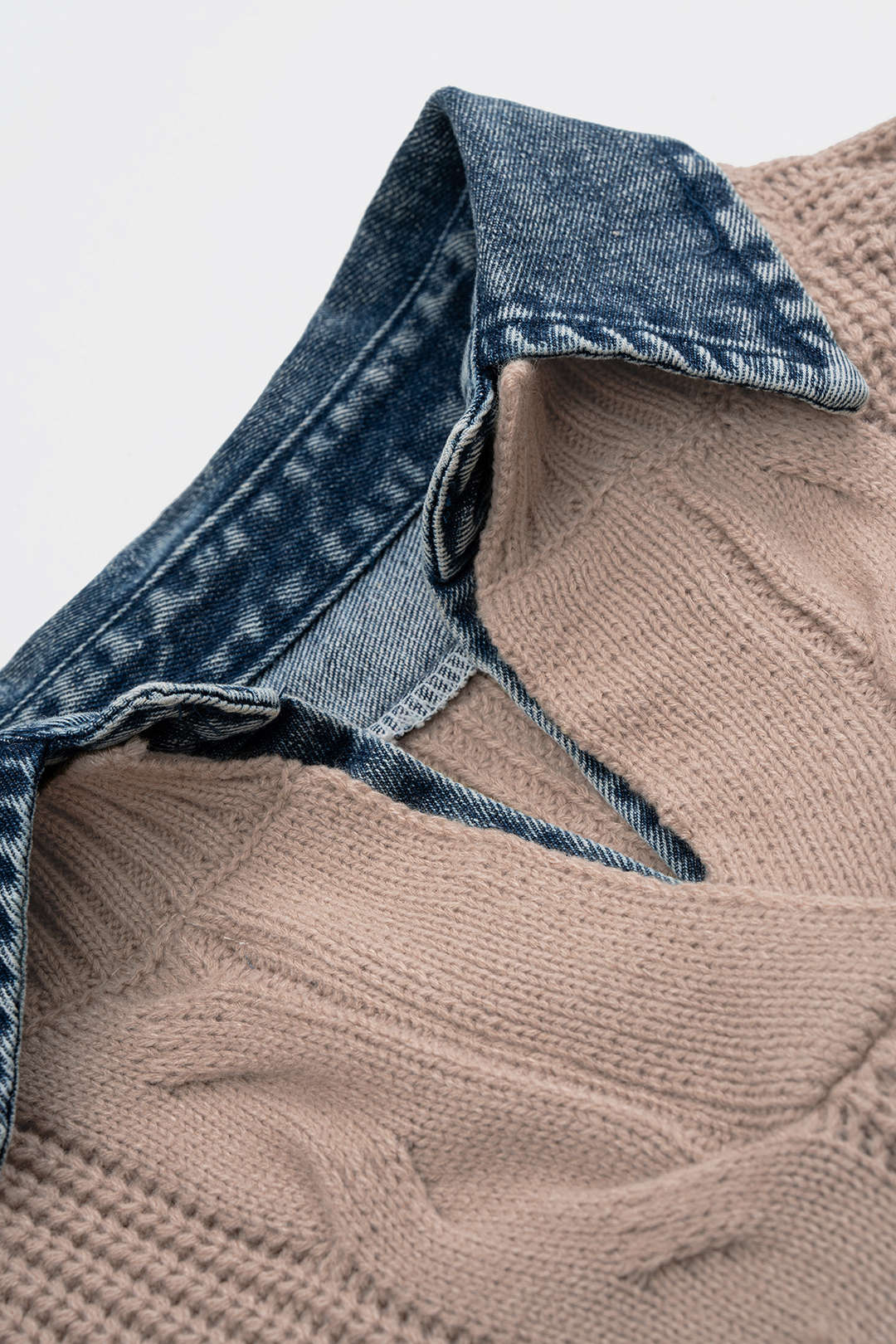 Gebreide patchwork top met lange mouwen