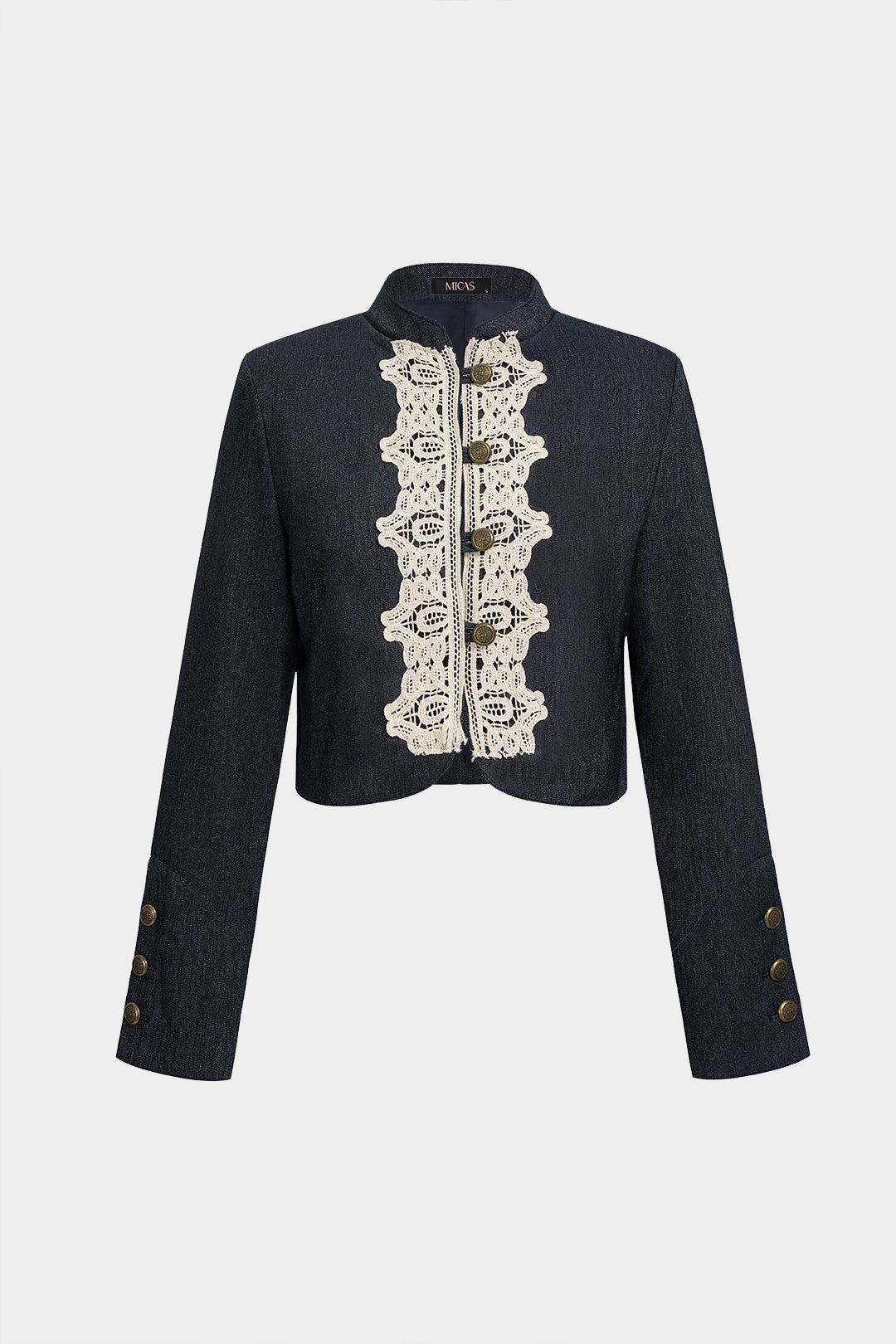 Patchwork blazer met kant en knoopjes