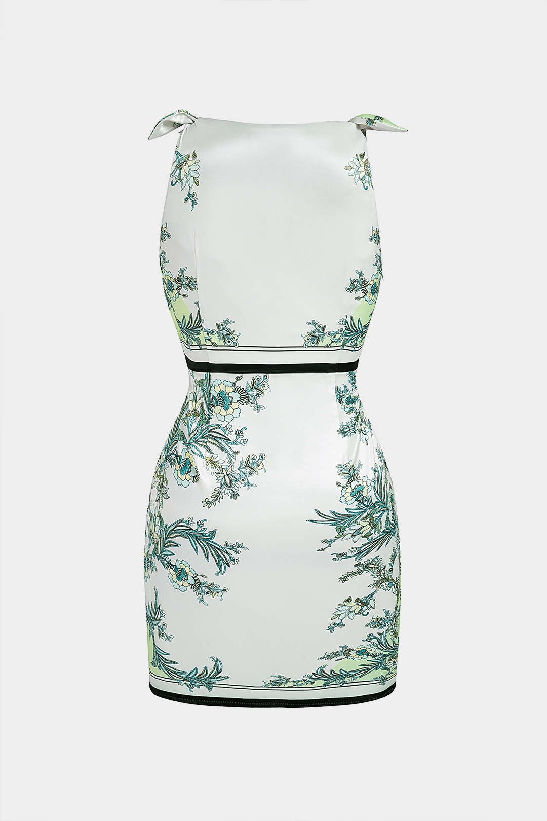 Mouwloze minijurk met strik, gedraaid detail en knoopdetail