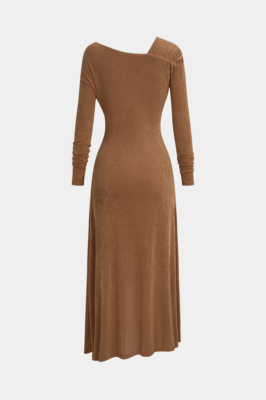 Asymmetrische midijurk met lange mouwen