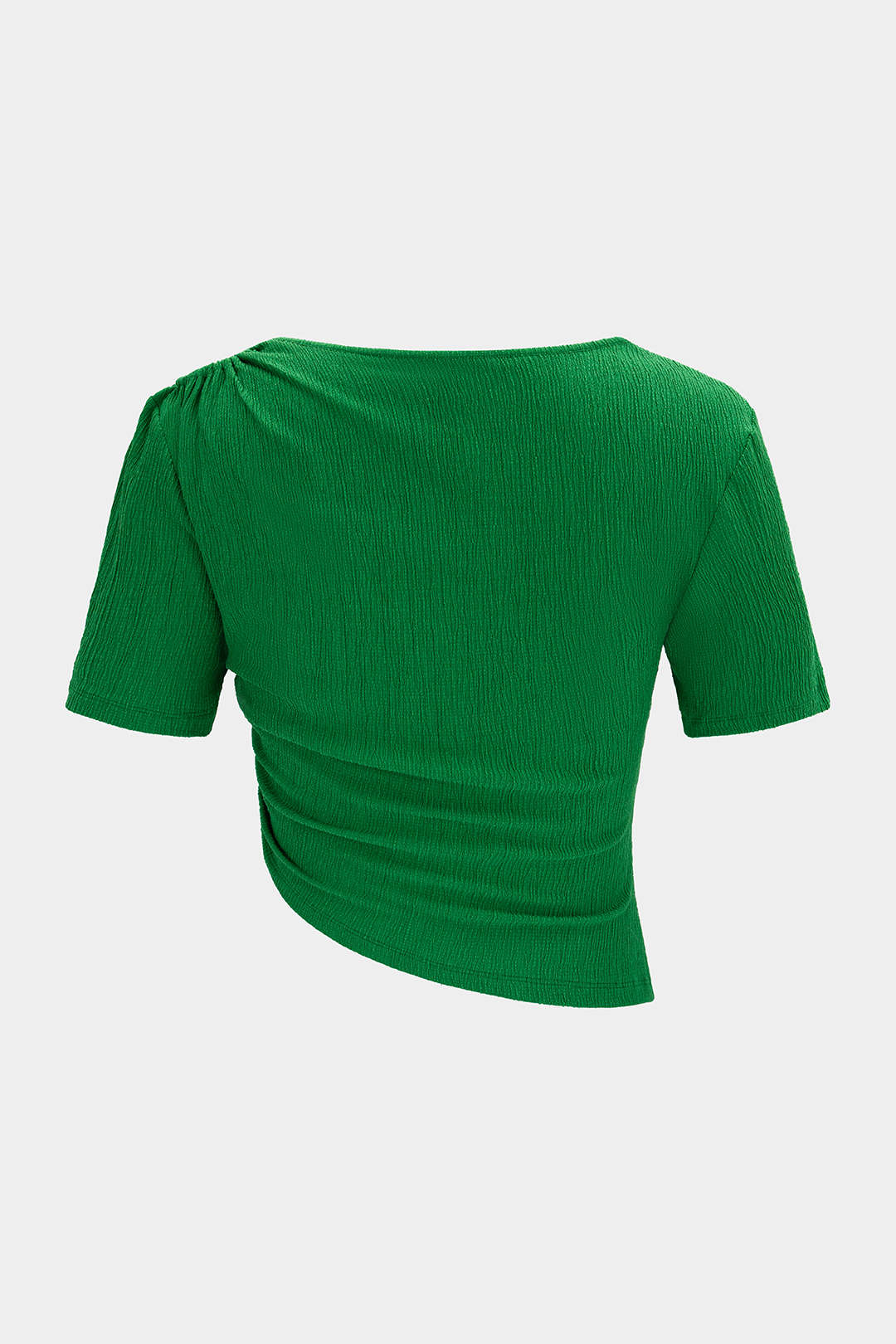 Gestructureerde asymmetrische top met ronde hals en ruches