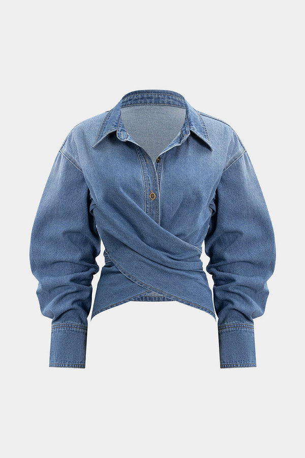 Denim item met ruches