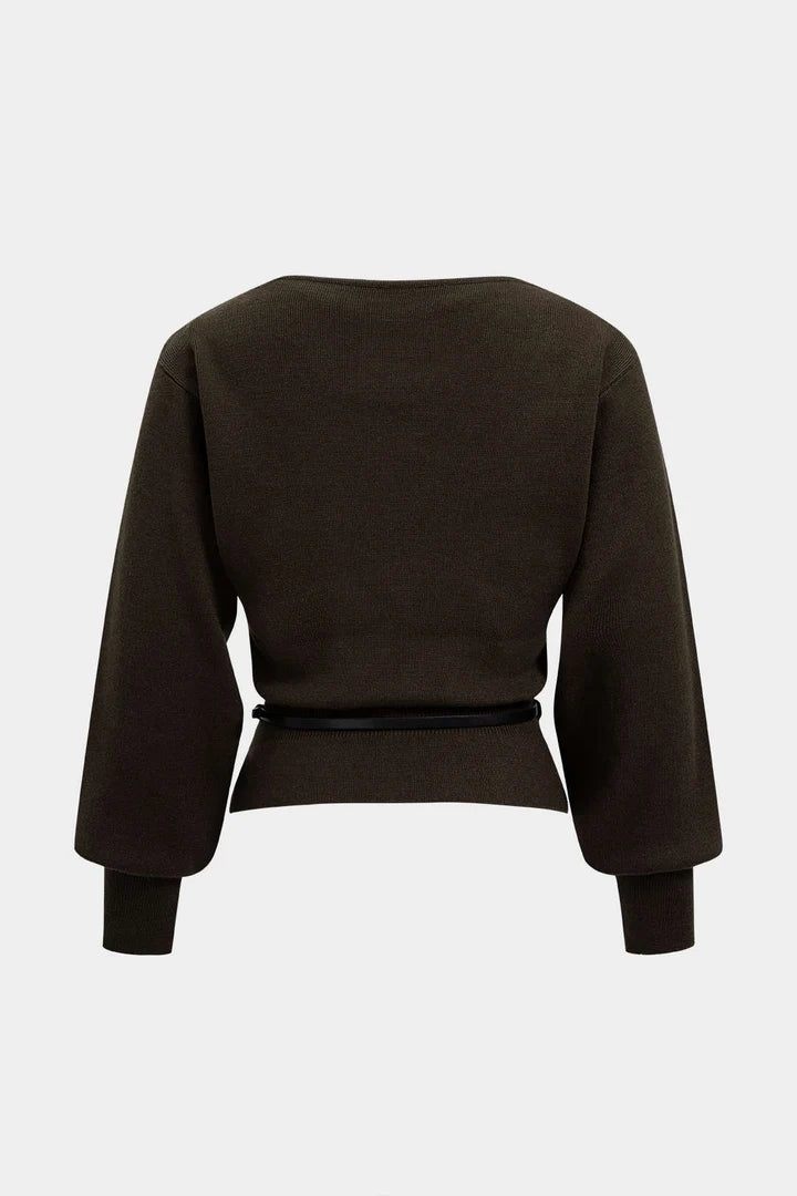 Gebreide One-Shoulder Top met Ceintuur