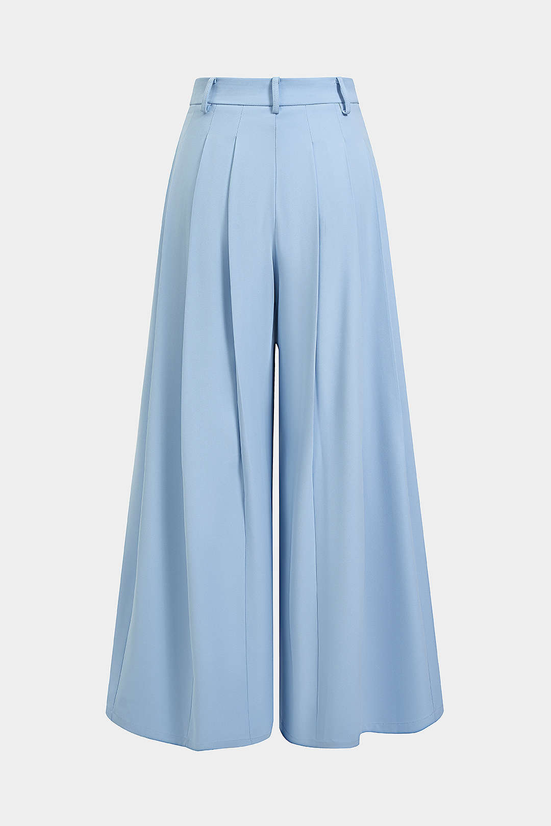Effen geplooide broek met wijde pijpen