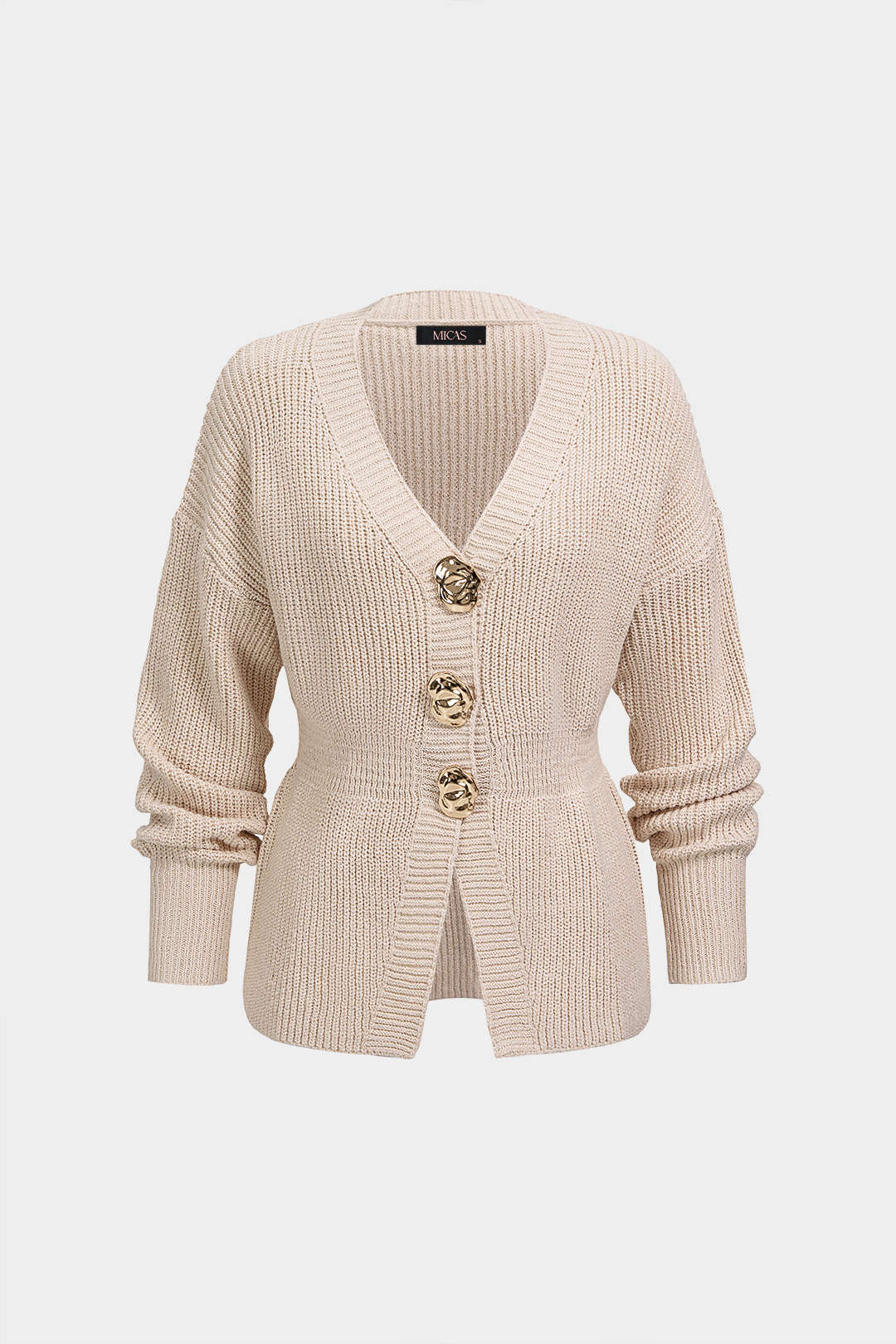 Gebreid geribd vest met knoopjes