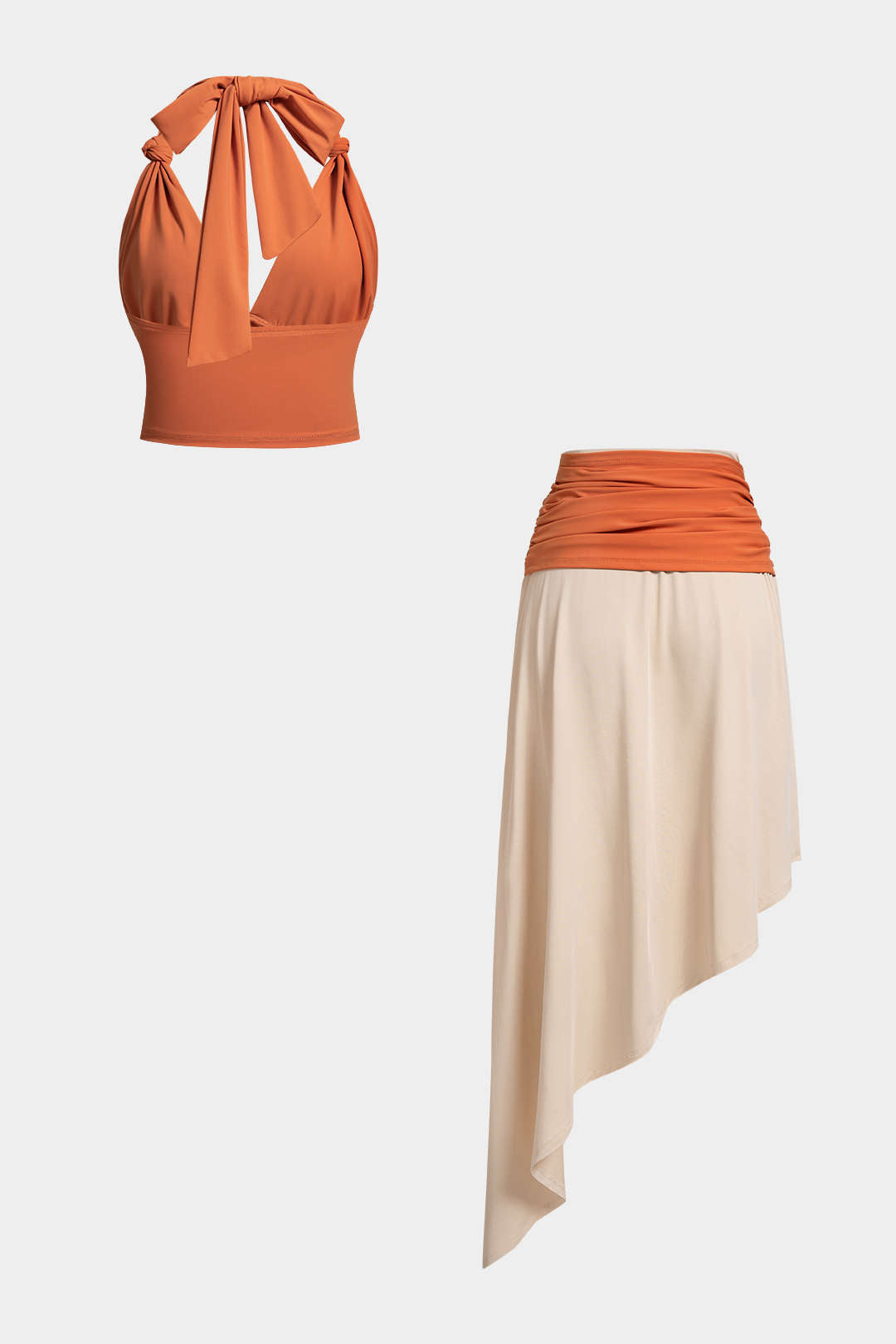 Asymmetrische set met tanktop en rok