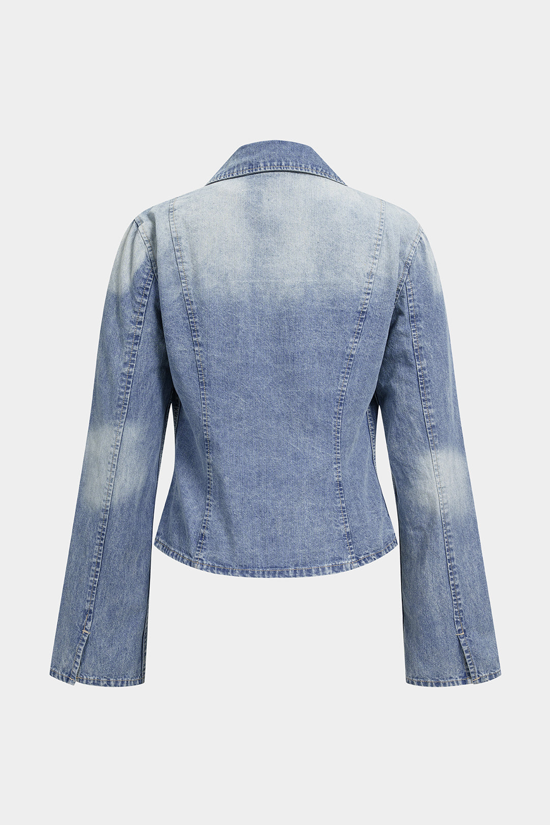 Denim blouse met strik, knoopdetail en lange mouwen