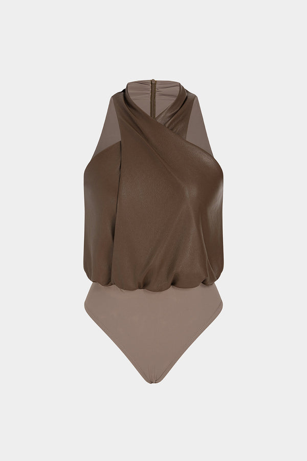 Faye - Leren-look patchwork body