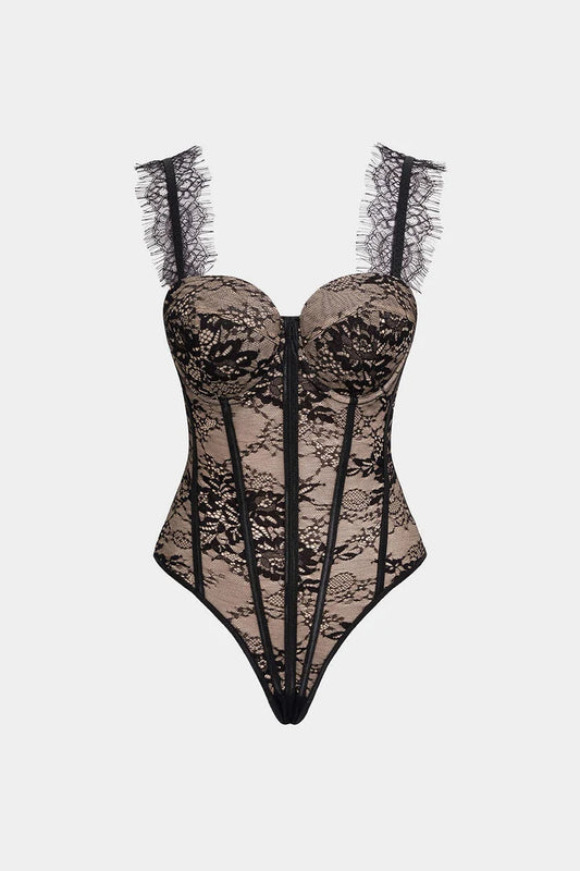 Lace corset brief sleeveless bodysuit