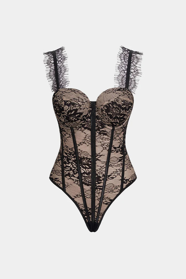 Lace corset brief sleeveless bodysuit