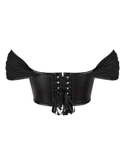 Strapless PU-Corsettop met Open Rug