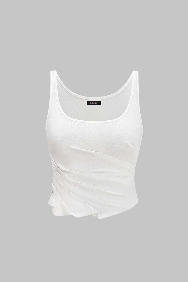 Asymmetrische tanktop met ruches