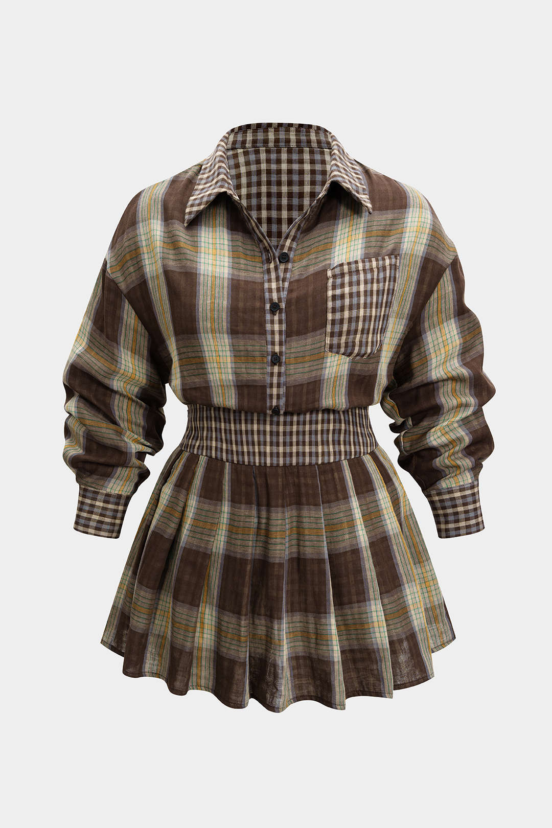 Rosa - Geruite set met blouse en minirok