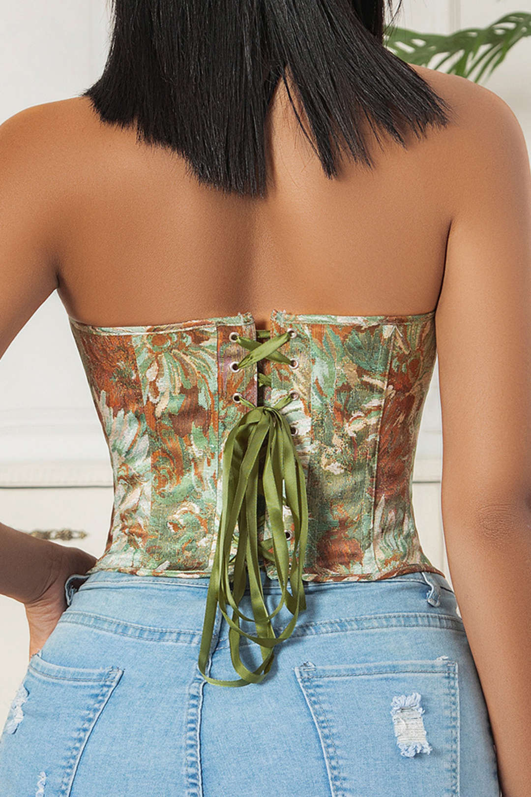 Bloemenprint strapless top met strapless pasvorm